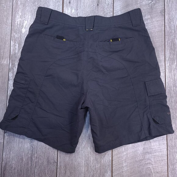 Eddie Bauer Sport Shorts Mens 34 Belted Cargo Gray Solid 9" Outdoor Hiking - Picture 2 of 7